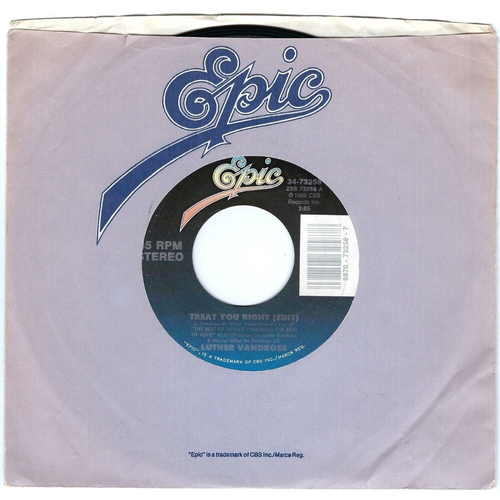 Luther Vandross 45 RPM - Treat You Right/I Know You Want To - Epic VG+ Soul '89
